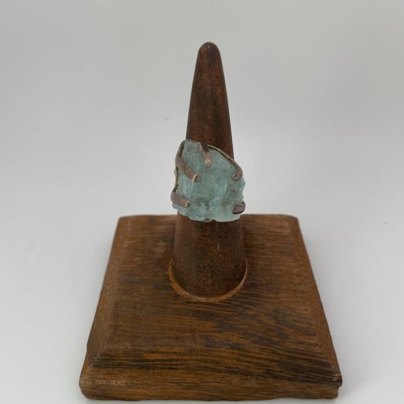 Sterling Silver and Rough Aquamarine Ring - Picture 1 of 7